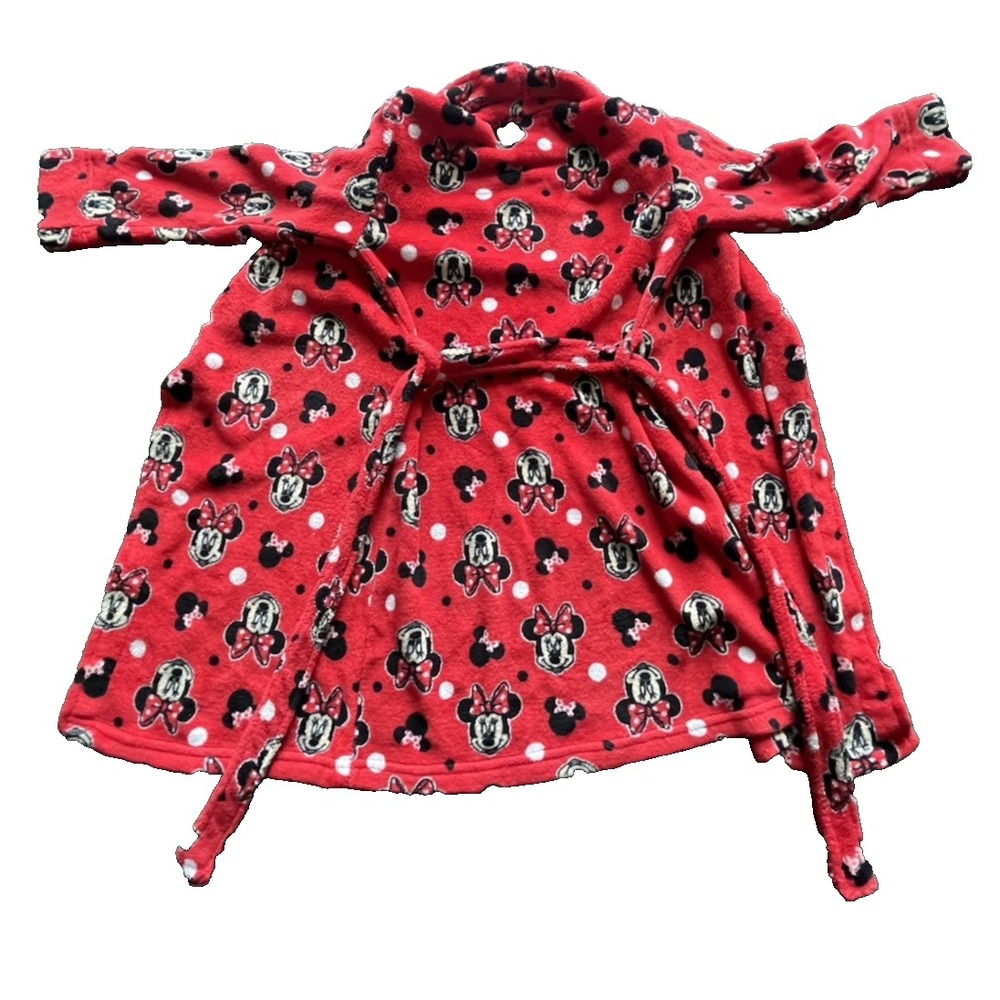 Girls DISNEY Minnie‎ Mouse Red/Plush Robe Size 7/8 with tie belt - Picture 6 of 6